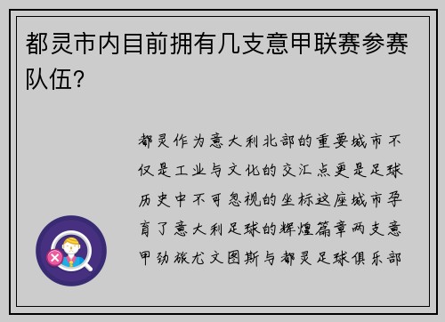 都灵市内目前拥有几支意甲联赛参赛队伍？